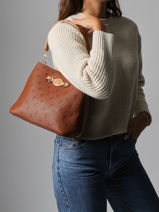 Schoudertas Embossed Lulu castagnette Bruin embossed YOUSRA-vue-porte